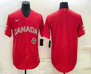 Mens Canada Baseball Blank 2023 Red World With Patch Classic Stitched Jersey